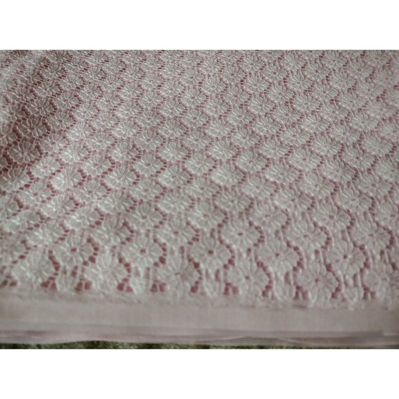 3 Yards Mesh Lace Fabric Soft PINK Single Piece 46" x 110" Flowers ~ New - Picture 3 of 5